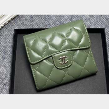 Chanel Classic Small Flap Wallet AP0231 in Lambskin Green/Silver (keke-23101010)
