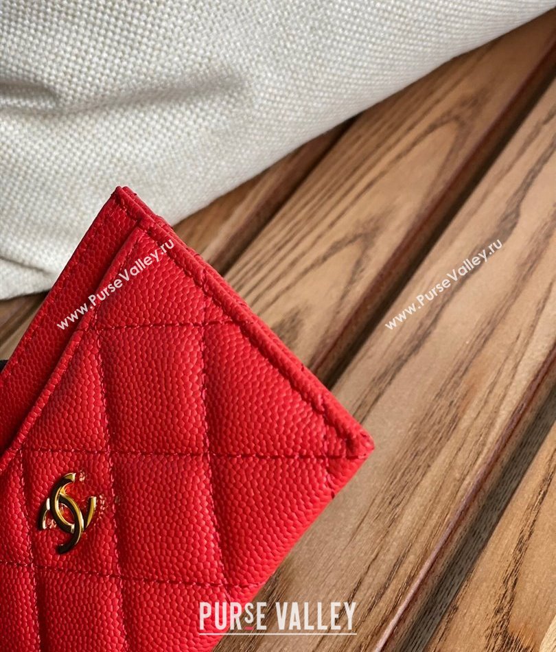 Chanel Classic Card Holder AP0213 in Grained Calfskin Red (keke-23101117)
