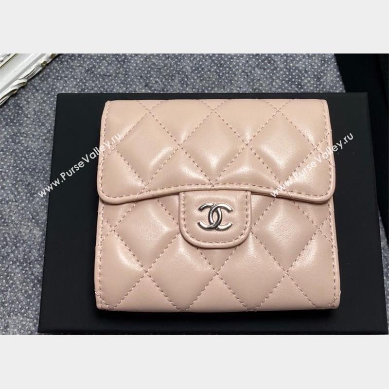 Chanel Classic Small Flap Wallet AP0231 in Lambskin Beige/Silver (keke-23101008)