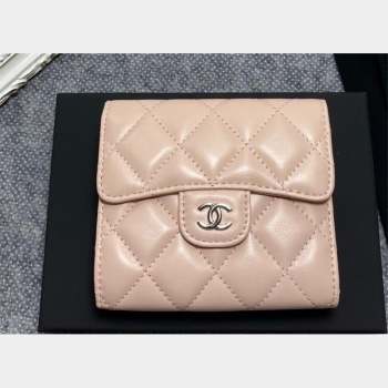 Chanel Classic Small Flap Wallet AP0231 in Lambskin Beige/Silver (keke-23101008)