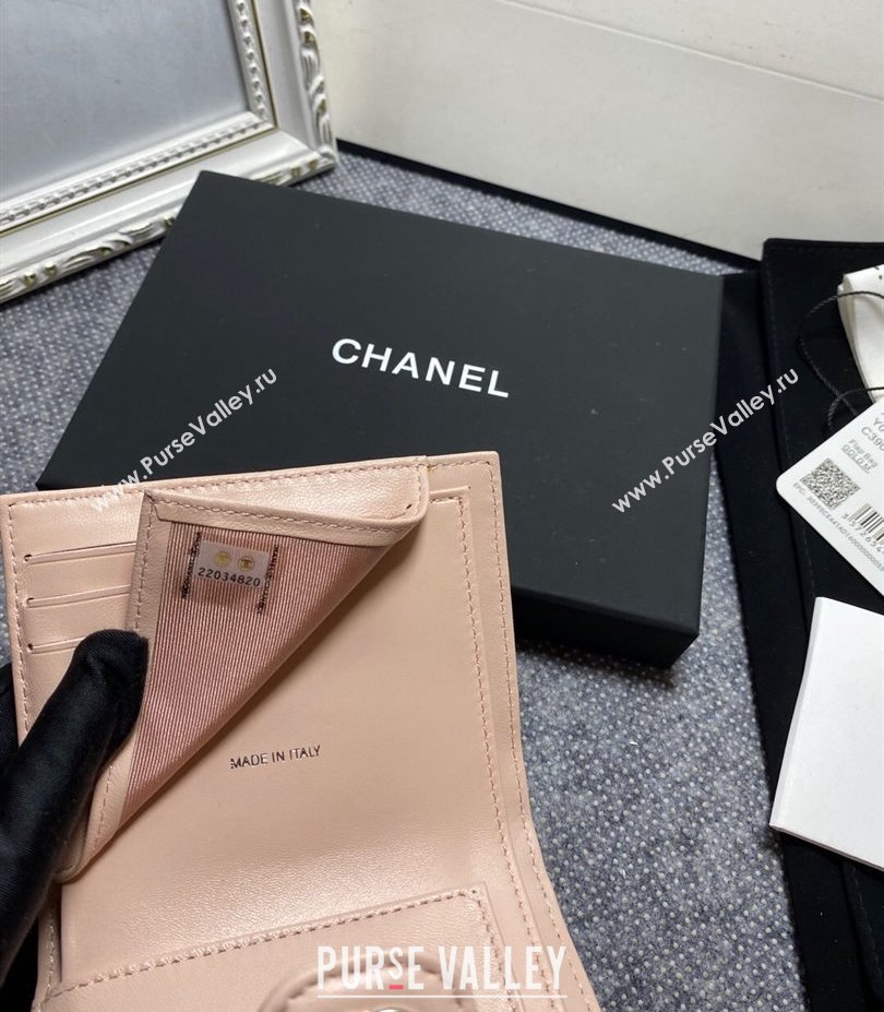 Chanel Classic Small Flap Wallet AP0231 in Lambskin Beige/Silver (keke-23101008)