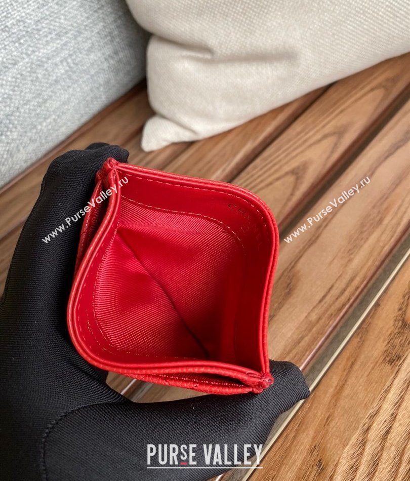 Chanel Classic Card Holder AP0213 in Grained Calfskin Red (keke-23101117)