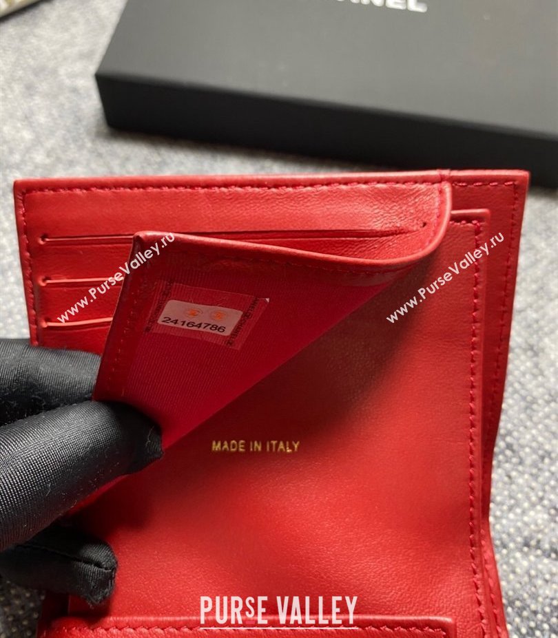 Chanel Classic Small Flap Wallet AP0231 in Grained Calfskin Red/Gold (keke-23101101)