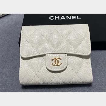 Chanel Classic Small Flap Wallet AP0231 in Grained Calfskin White/Gold (keke-23101105)
