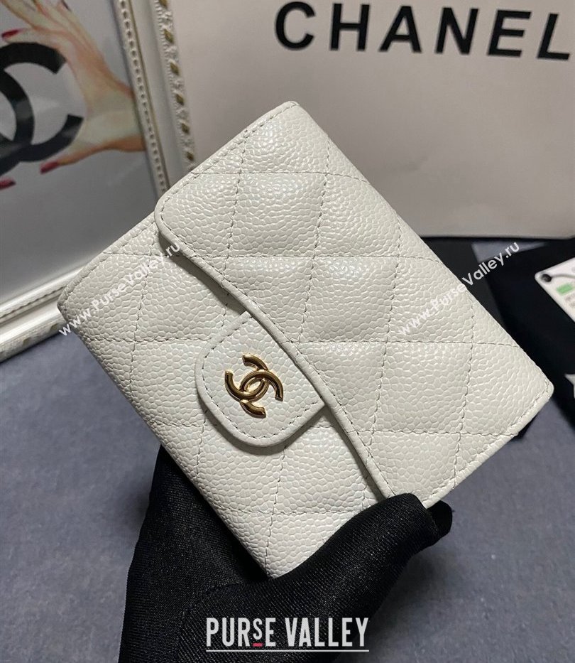 Chanel Classic Small Flap Wallet AP0231 in Grained Calfskin White/Gold (keke-23101105)