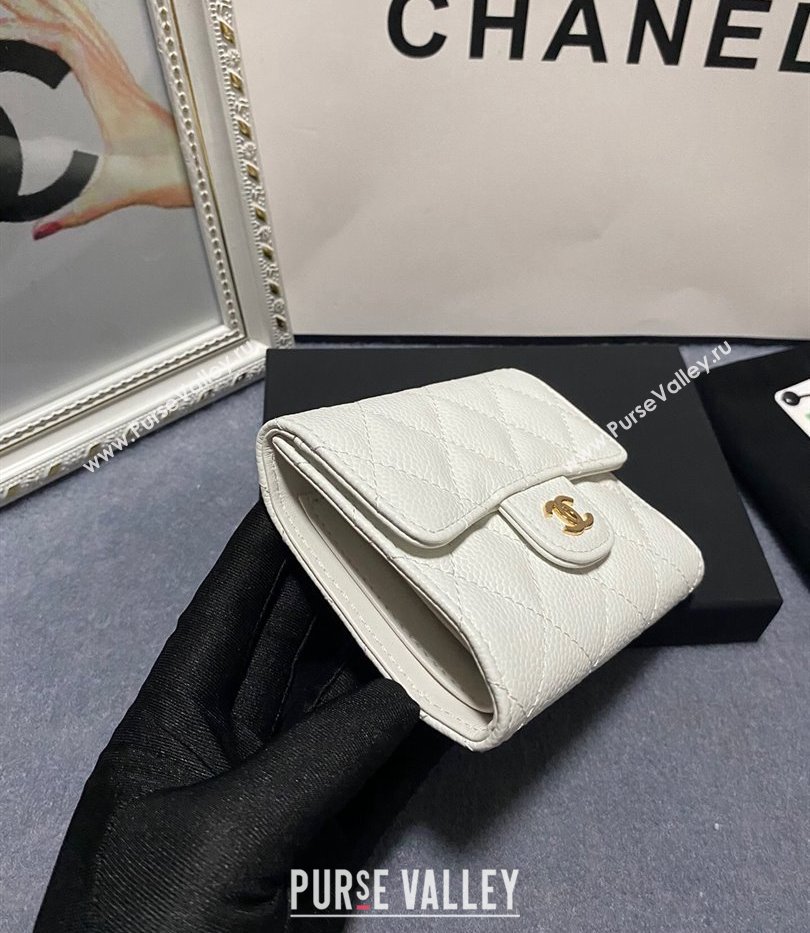 Chanel Classic Small Flap Wallet AP0231 in Grained Calfskin White/Gold (keke-23101105)