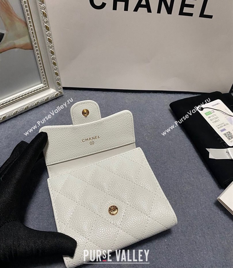 Chanel Classic Small Flap Wallet AP0231 in Grained Calfskin White/Gold (keke-23101105)