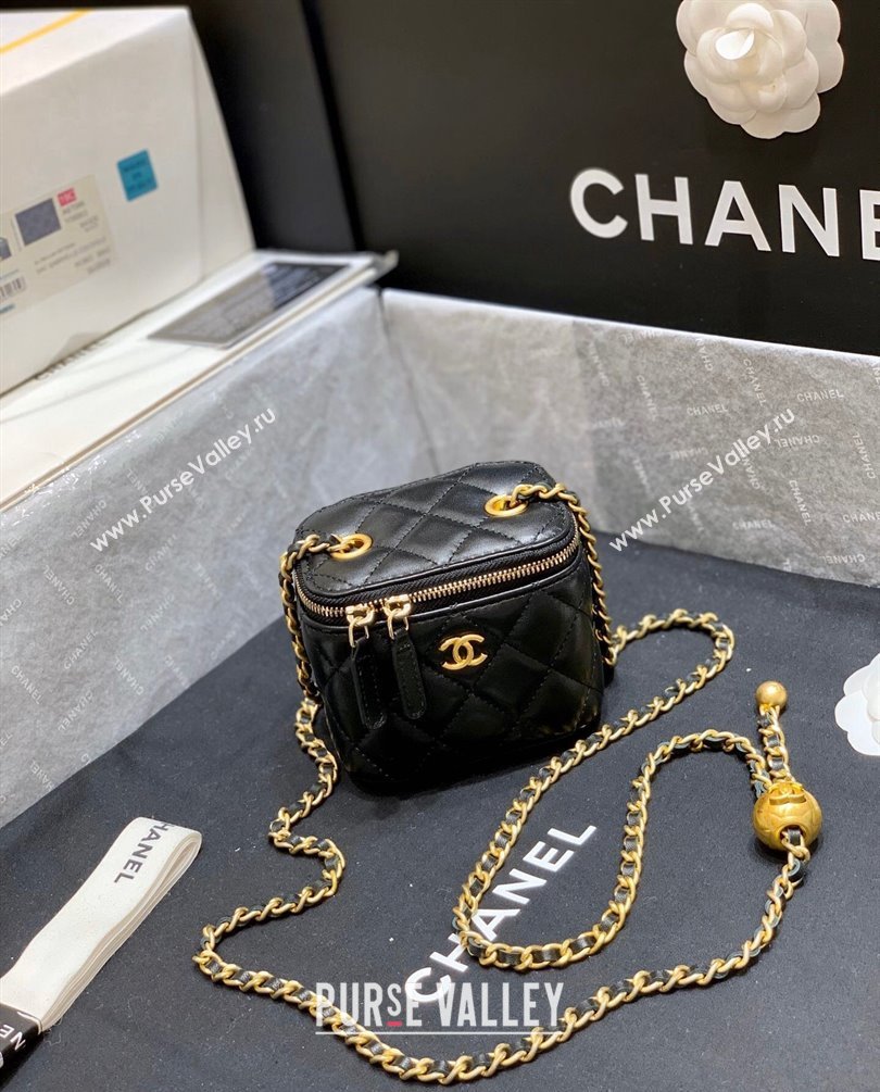 Chanel Pearl on Chain Small Classic Box with Chain Bag AP1447 Black 2023 (ORIGINAL QUALITY) (shunyang-23101028)