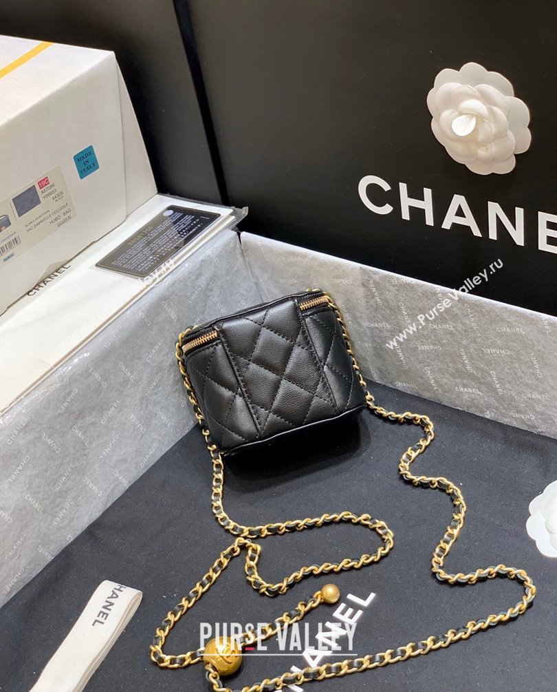 Chanel Pearl on Chain Small Classic Box with Chain Bag AP1447 Black 2023 (ORIGINAL QUALITY) (shunyang-23101028)