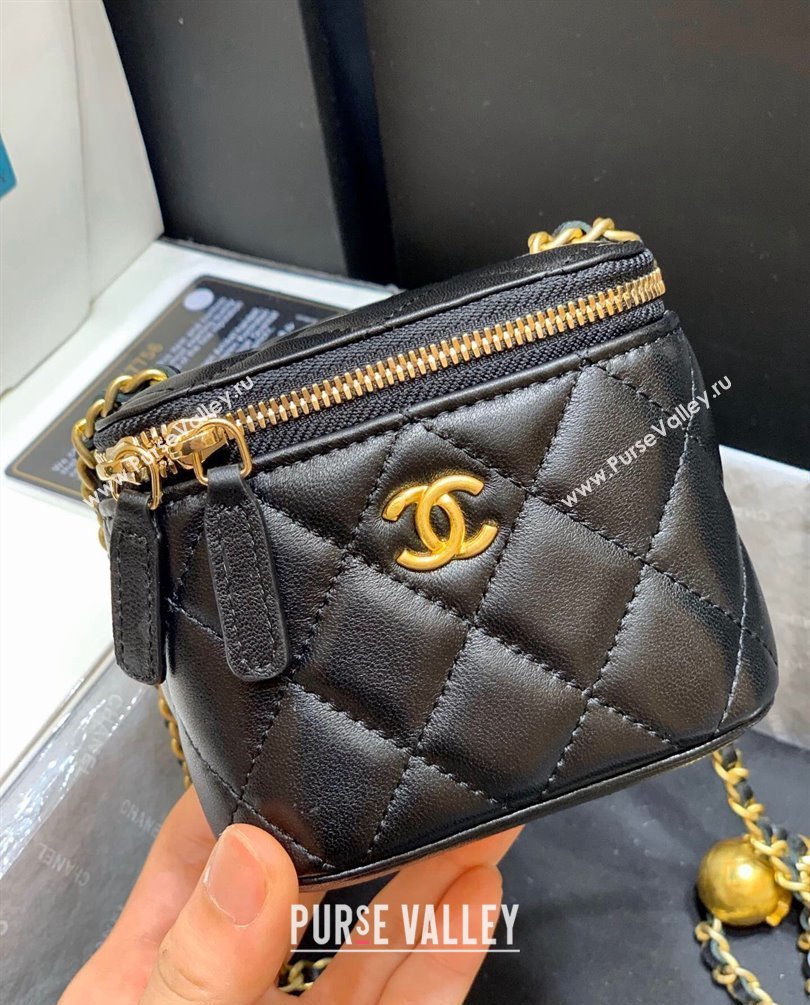 Chanel Pearl on Chain Small Classic Box with Chain Bag AP1447 Black 2023 (ORIGINAL QUALITY) (shunyang-23101028)