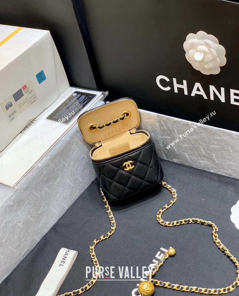 Chanel Pearl on Chain Small Classic Box with Chain Bag AP1447 Black 2023 (ORIGINAL QUALITY) (shunyang-23101028)