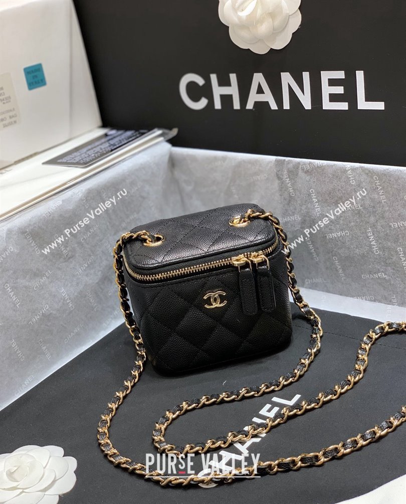 Chanel Grained Calfskin Mini Vanity with Classic Chain Bag AP1340 Black 2023 (ORIGINAL QUALITY) (shunyang-23101029)