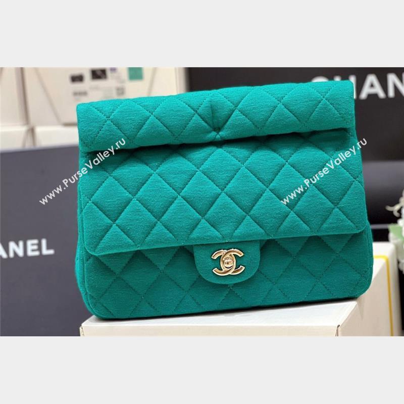 Chanel Wool Jersey & Gold-Tone Metal Clutch Bag AS4199 Green 2023 (ORIGINAL QUALITY) (shunyang-23101035)