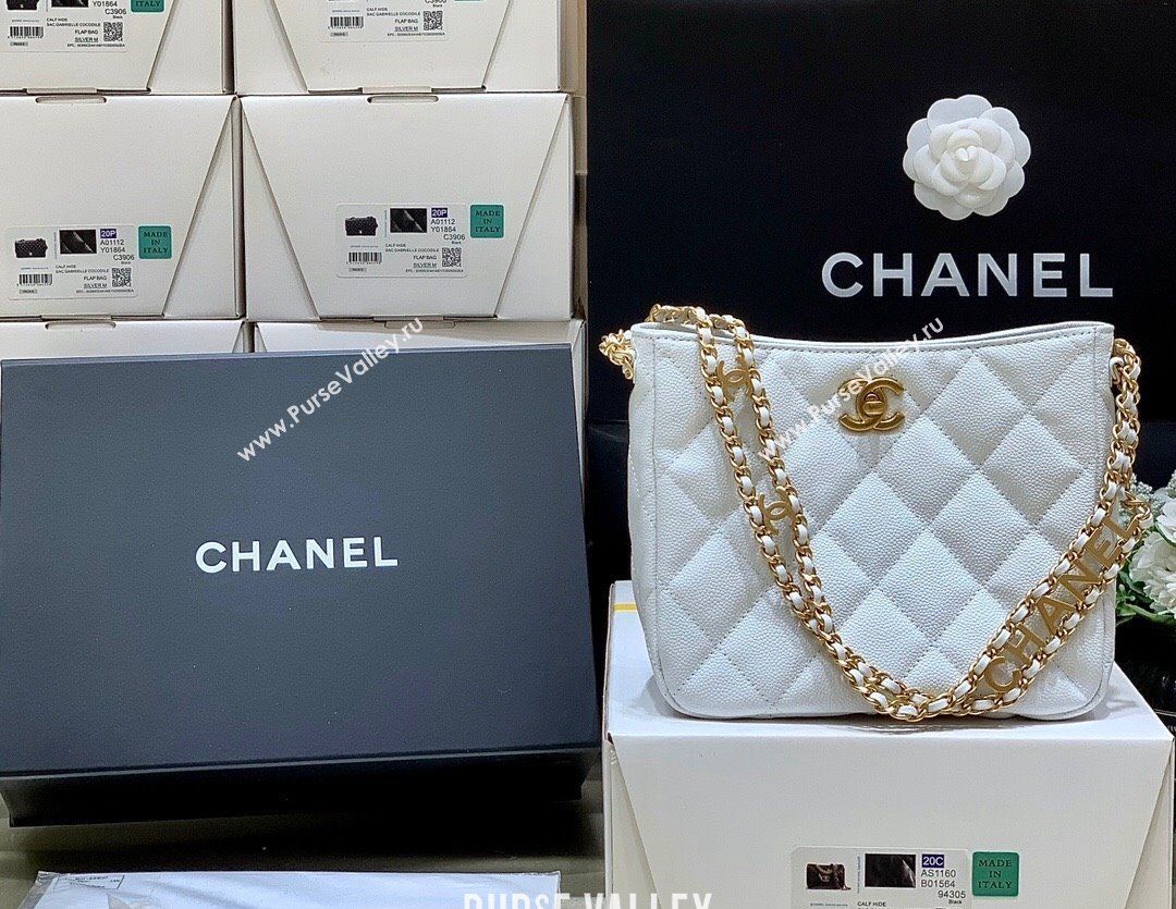 Chanel Grained Calfskin Small Hobo Bag AS3223 White 2023 (ORIGINAL QUALITY) (shunyang-23101034)
