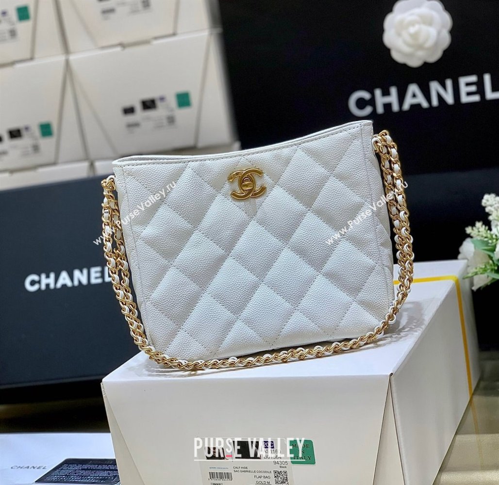 Chanel Grained Calfskin Small Hobo Bag AS3223 White 2023 (ORIGINAL QUALITY) (shunyang-23101034)