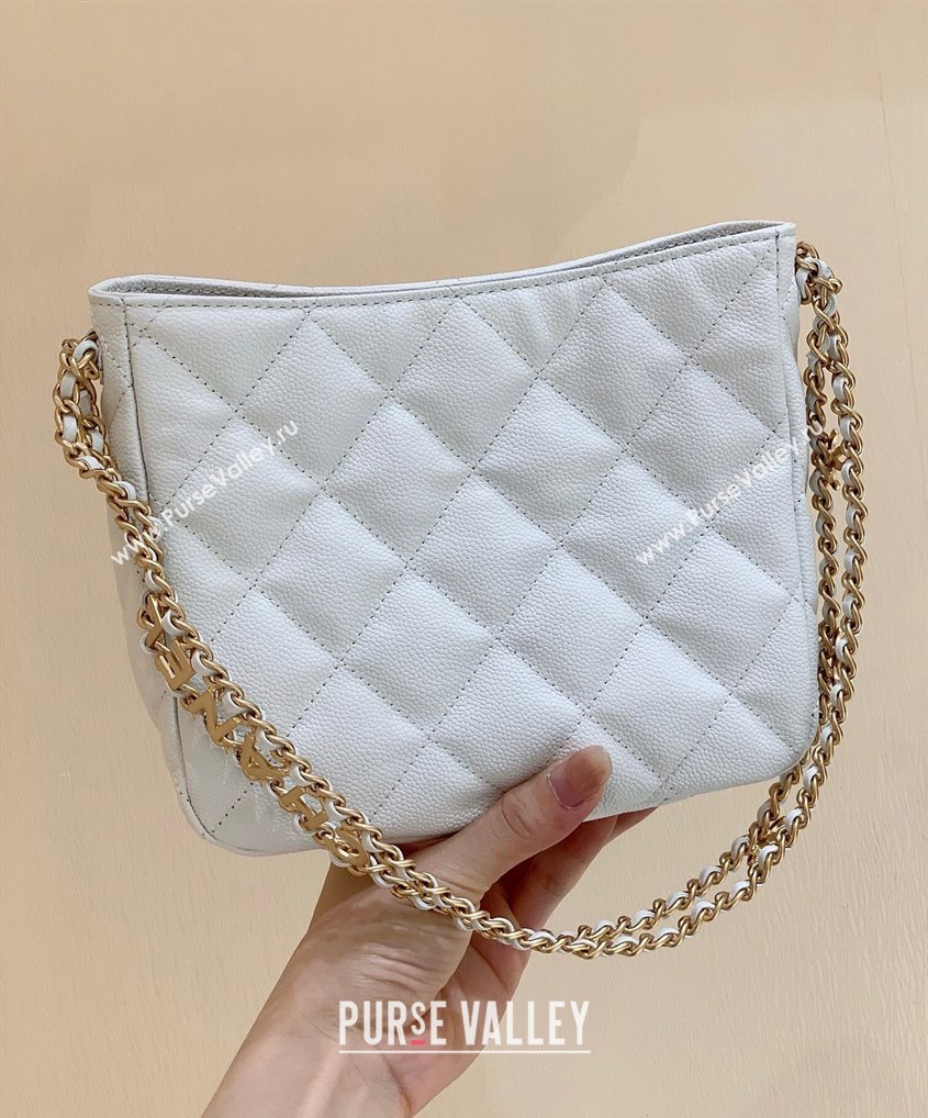 Chanel Grained Calfskin Small Hobo Bag AS3223 White 2023 (ORIGINAL QUALITY) (shunyang-23101034)