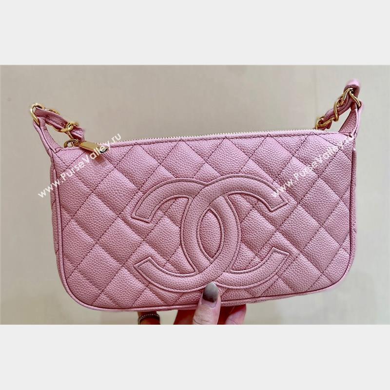 Chanel Grained Calfskin Quilting Vintage Hobo Bag 50920 Pink 2023 (ORIGINAL QUALITY) (shunyang-23101023)