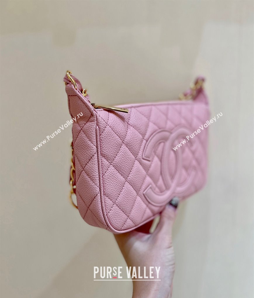 Chanel Grained Calfskin Quilting Vintage Hobo Bag 50920 Pink 2023 (ORIGINAL QUALITY) (shunyang-23101023)