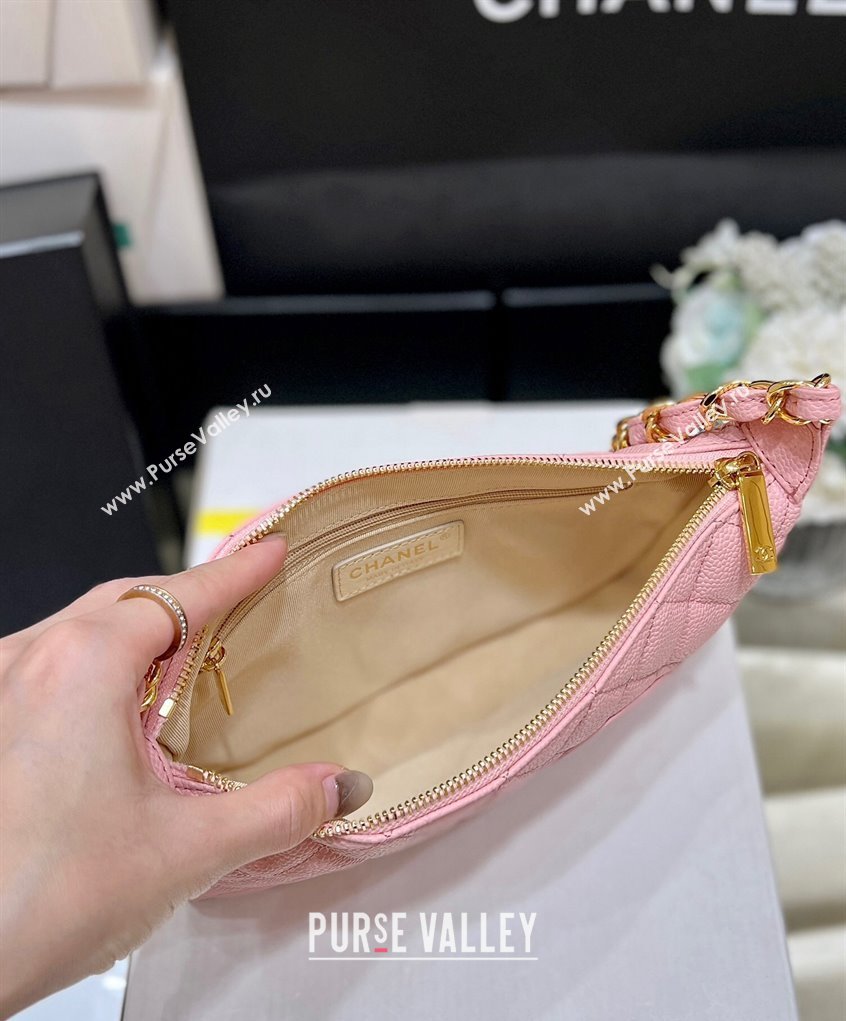 Chanel Grained Calfskin Quilting Vintage Hobo Bag 50920 Pink 2023 (ORIGINAL QUALITY) (shunyang-23101023)