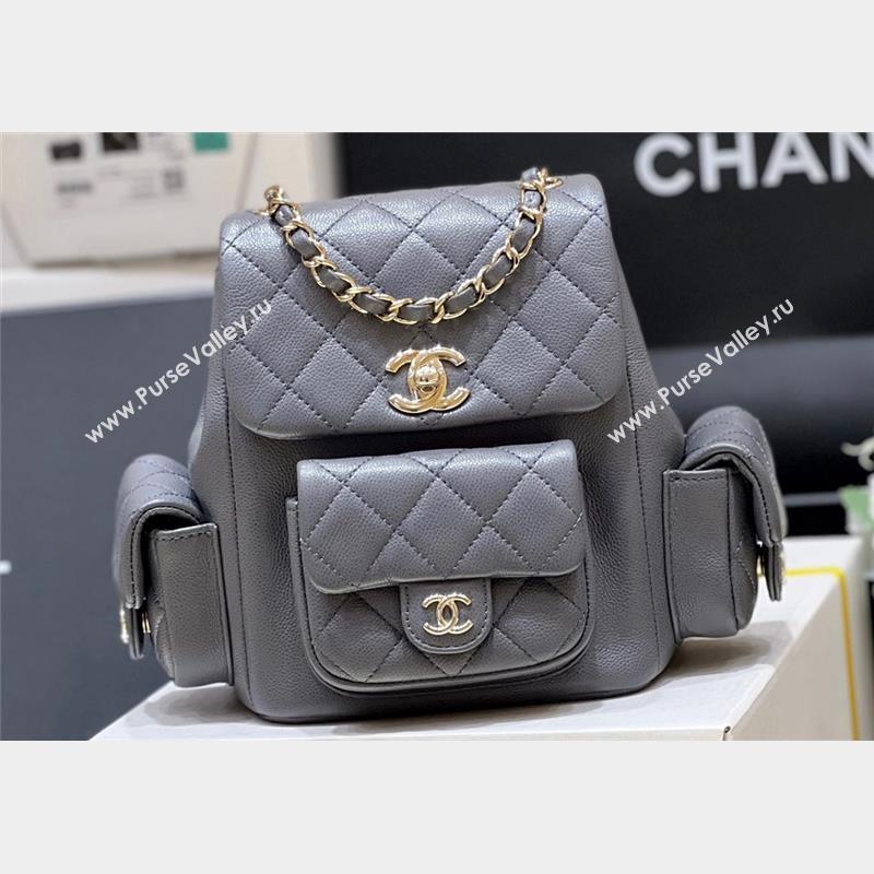 Chanel Grained Shiny Calfskin Small Backpack Bag AS4399 Gray 2023 (ORIGINAL QUALITY) (shunyang-23101008)