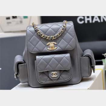 Chanel Grained Shiny Calfskin Small Backpack Bag AS4399 Gray 2023 (ORIGINAL QUALITY) (shunyang-23101008)