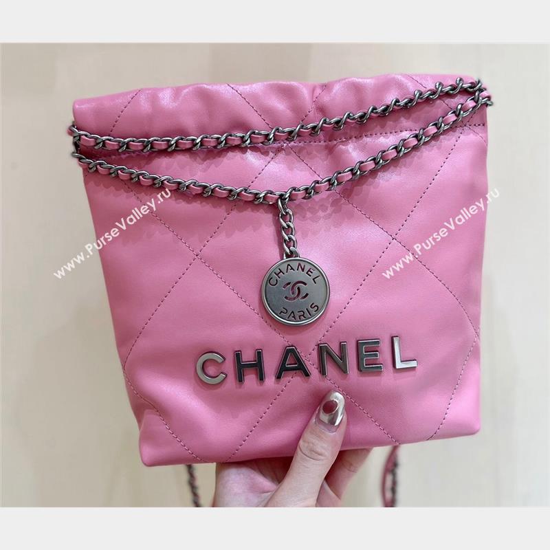 Chanel Shiny Calfskin CHANEL 22 Mini Handbag AS3980 Pink/Silver 2023 (ORIGINAL QUALITY) (shunyang-23101003)