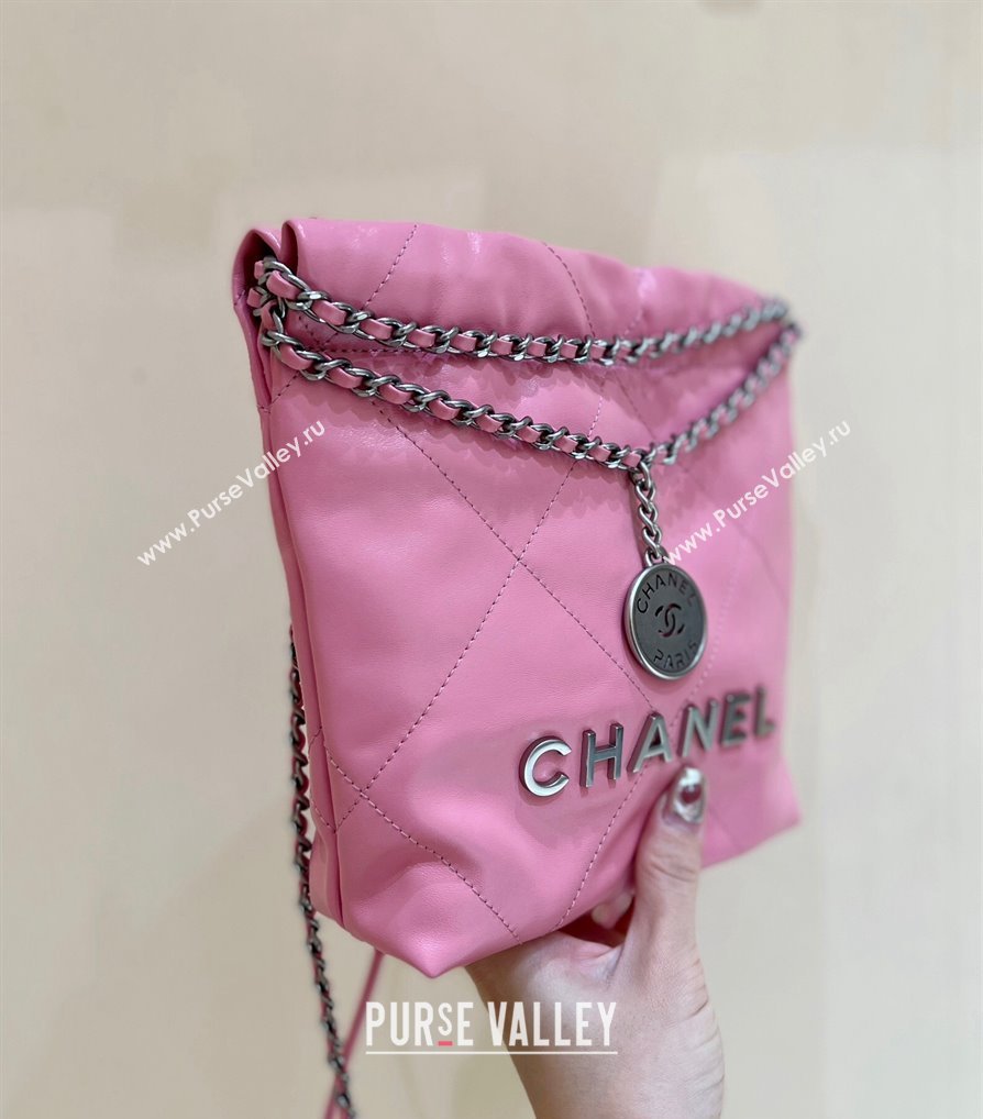 Chanel Shiny Calfskin CHANEL 22 Mini Handbag AS3980 Pink/Silver 2023 (ORIGINAL QUALITY) (shunyang-23101003)