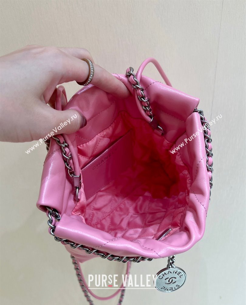 Chanel Shiny Calfskin CHANEL 22 Mini Handbag AS3980 Pink/Silver 2023 (ORIGINAL QUALITY) (shunyang-23101003)