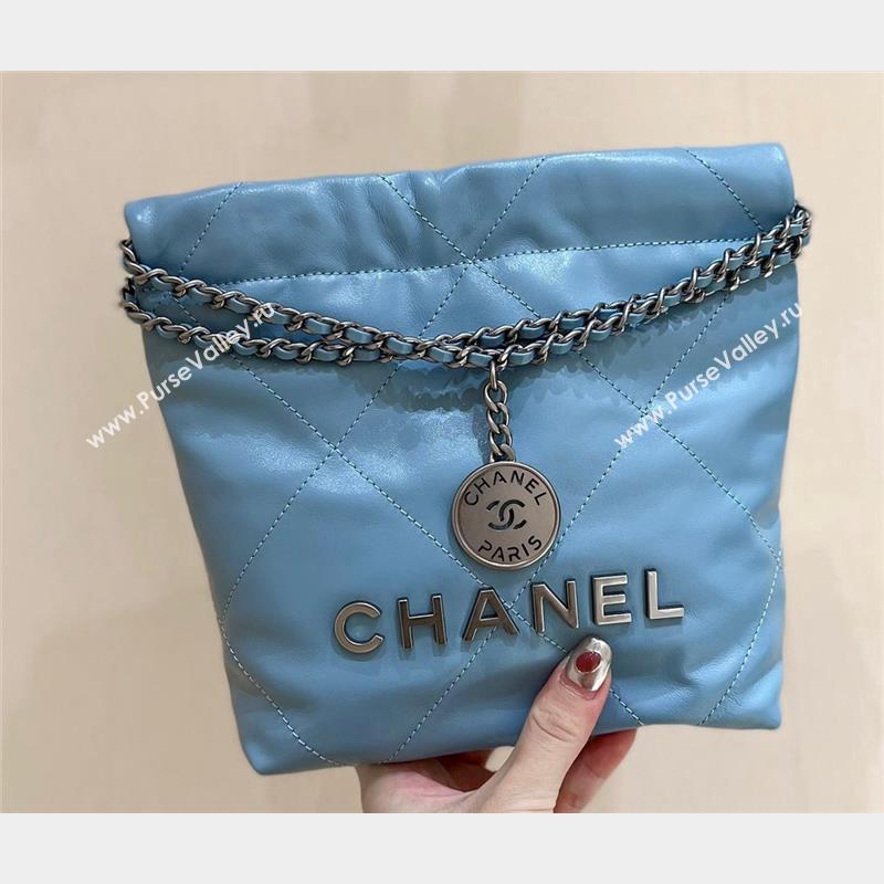 Chanel Shiny Calfskin CHANEL 22 Mini Handbag AS3980 Blue/Silver 2023 (ORIGINAL QUALITY) (shunyang-23101004)