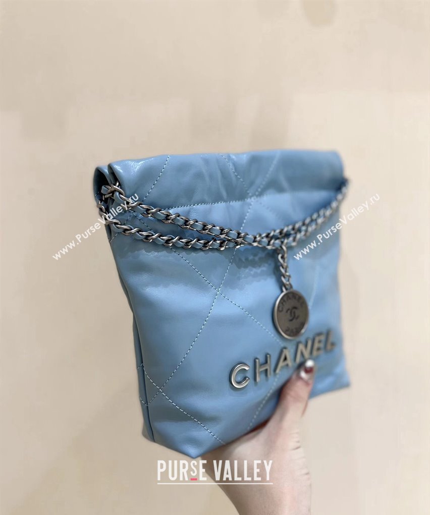 Chanel Shiny Calfskin CHANEL 22 Mini Handbag AS3980 Blue/Silver 2023 (ORIGINAL QUALITY) (shunyang-23101004)