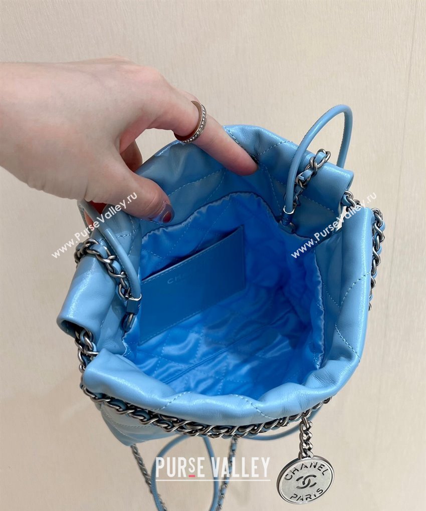 Chanel Shiny Calfskin CHANEL 22 Mini Handbag AS3980 Blue/Silver 2023 (ORIGINAL QUALITY) (shunyang-23101004)