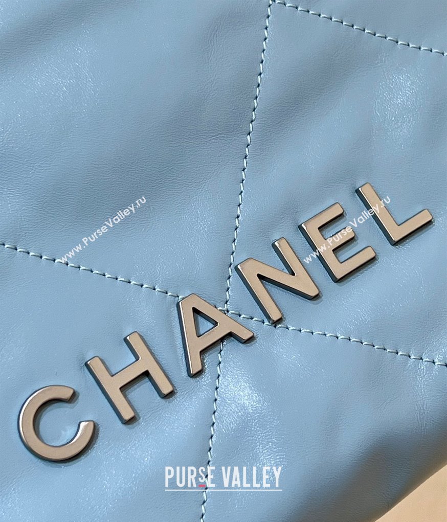 Chanel Shiny Calfskin CHANEL 22 Mini Handbag AS3980 Blue/Silver 2023 (ORIGINAL QUALITY) (shunyang-23101004)