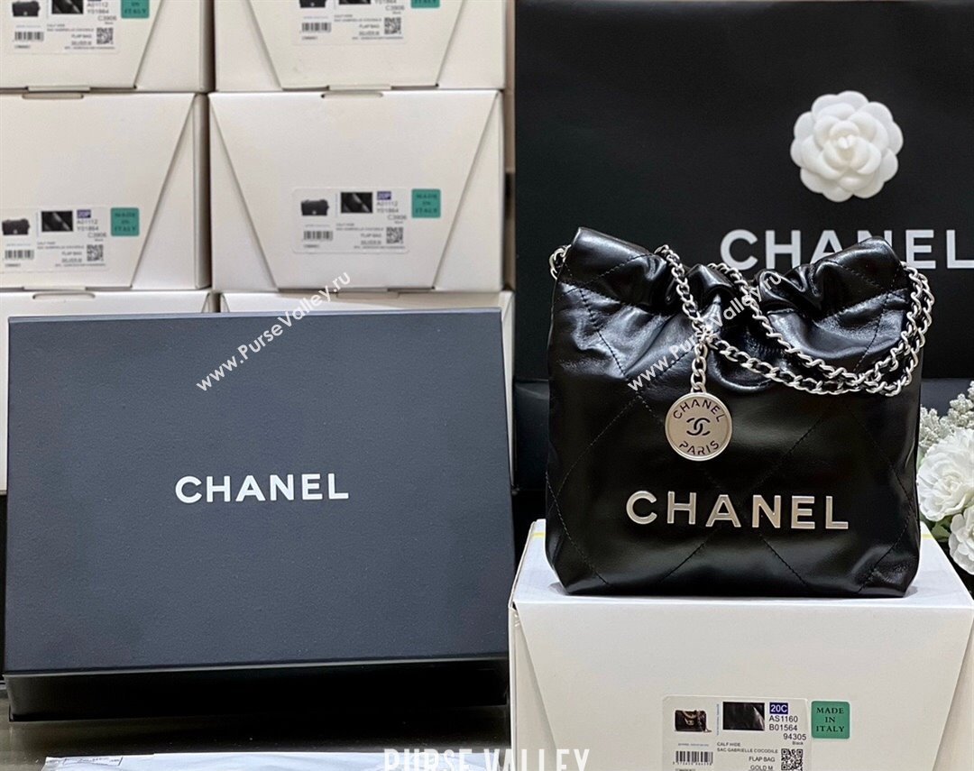 Chanel Shiny Calfskin CHANEL 22 Mini Handbag AS3980 Black/Silver 2023 (ORIGINAL QUALITY) (shunyang-23101002)