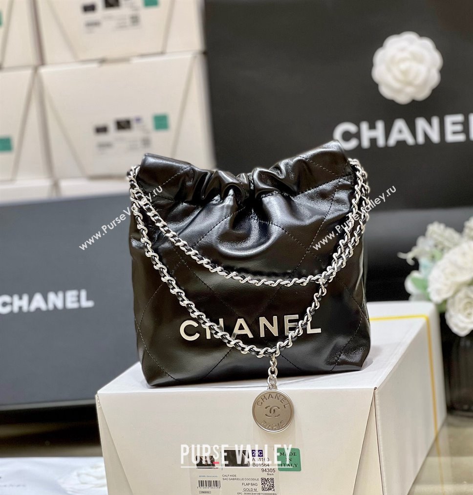 Chanel Shiny Calfskin CHANEL 22 Mini Handbag AS3980 Black/Silver 2023 (ORIGINAL QUALITY) (shunyang-23101002)