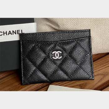 Chanel Classic Card Holder AP0213 in Grained Calfskin Black/Silver (keke-23101112)