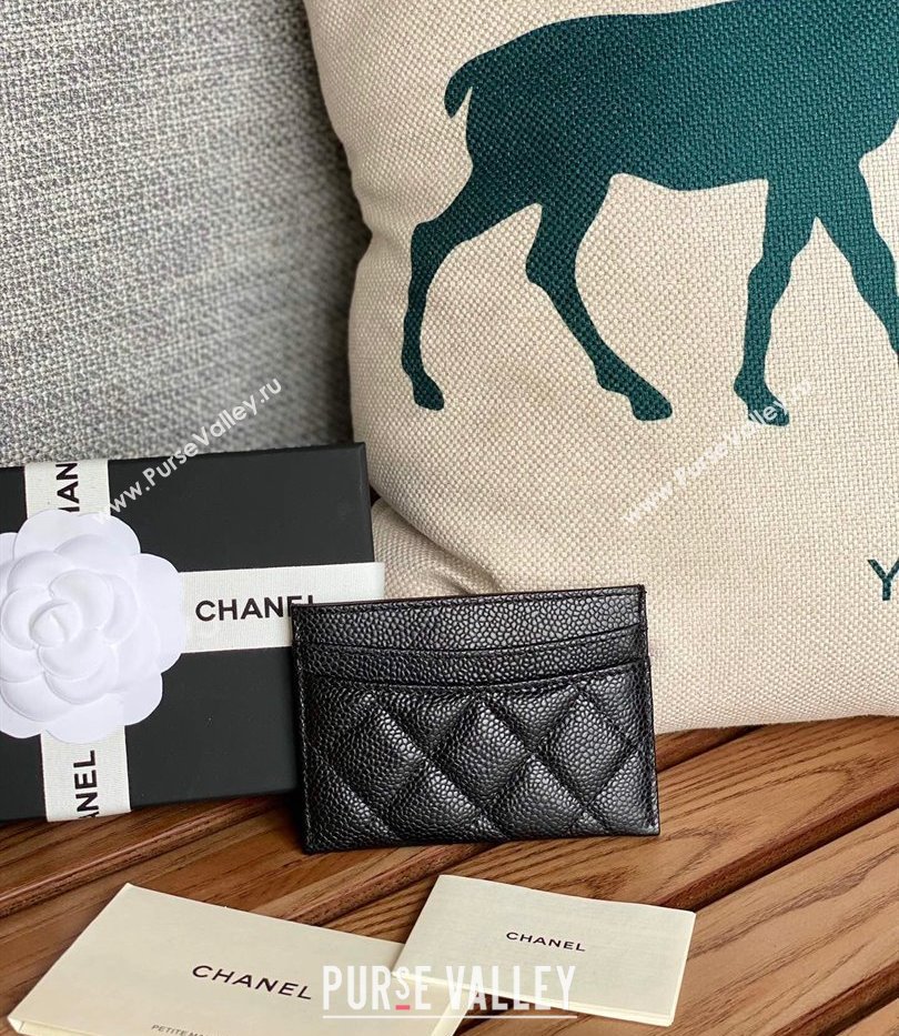 Chanel Classic Card Holder AP0213 in Grained Calfskin Black/Silver (keke-23101112)