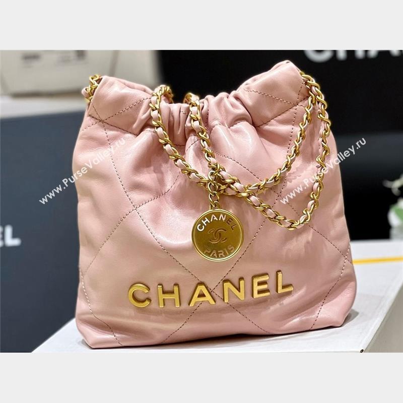 Chanel Shiny Calfskin CHANEL 22 Mini Handbag AS3980 Light Pink/Gold 2023 (ORIGINAL QUALITY) (shunyang-23101001)