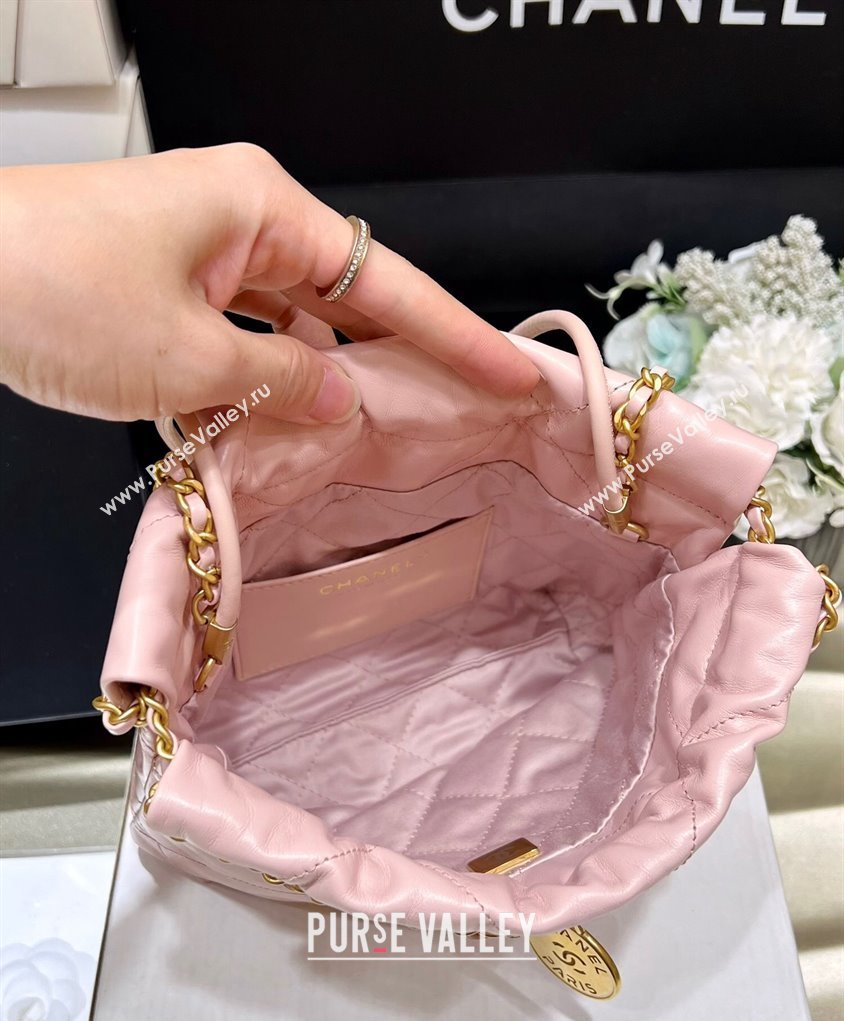 Chanel Shiny Calfskin CHANEL 22 Mini Handbag AS3980 Light Pink/Gold 2023 (ORIGINAL QUALITY) (shunyang-23101001)