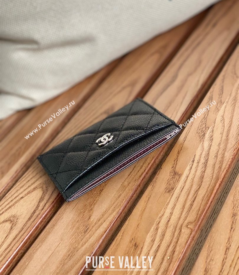 Chanel Classic Card Holder AP0213 in Grained Calfskin Black/Silver (keke-23101112)