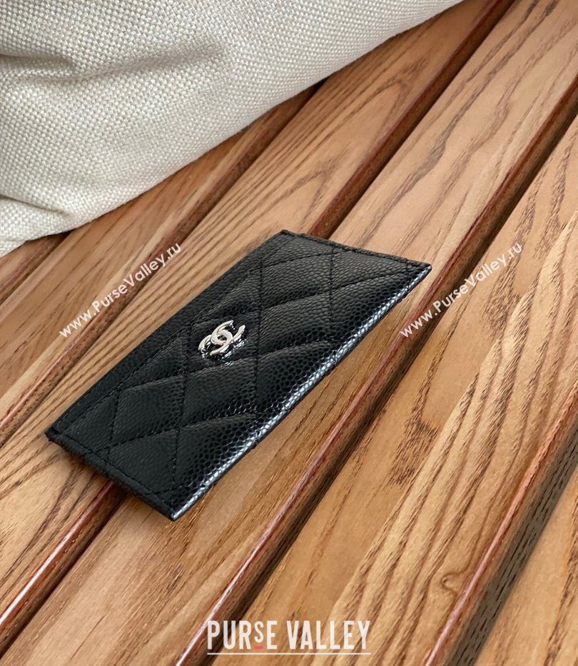 Chanel Classic Card Holder AP0213 in Grained Calfskin Black/Silver (keke-23101112)