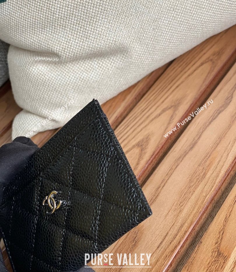 Chanel Classic Card Holder AP0213 in Grained Calfskin Black/Silver (keke-23101112)