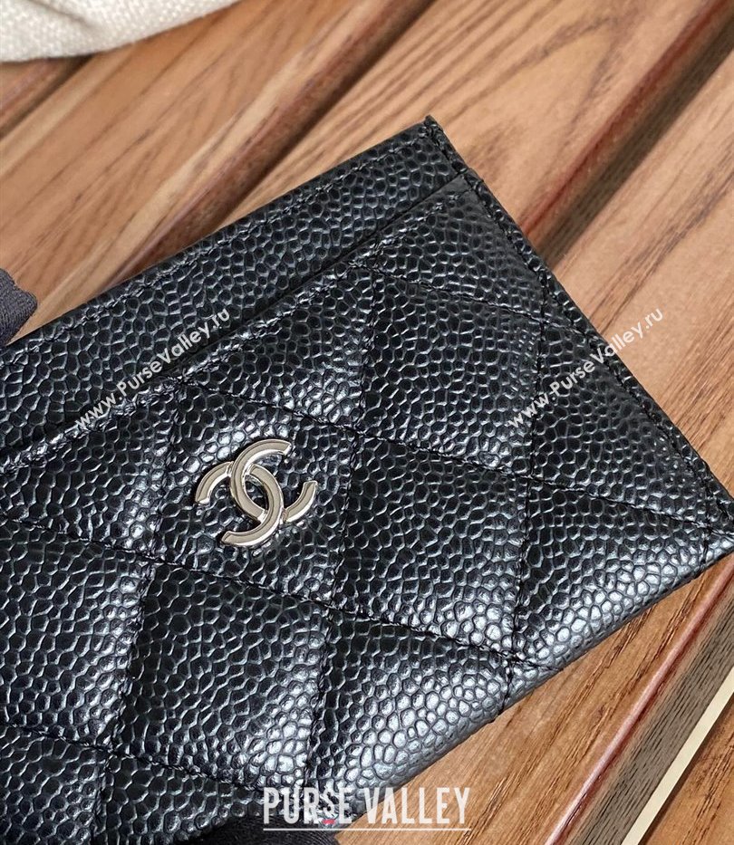 Chanel Classic Card Holder AP0213 in Grained Calfskin Black/Silver (keke-23101112)