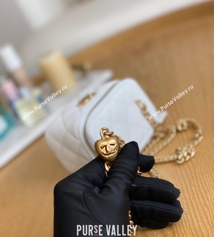 Chanel Mini Sweet Heart Vanity Case Bag 81246 in Grained Calfskin White (yingfeng-23101116)