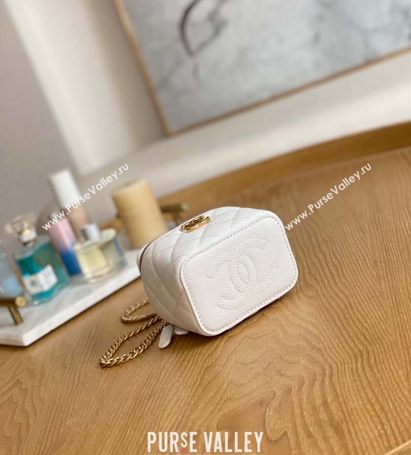 Chanel Mini Sweet Heart Vanity Case Bag 81246 in Grained Calfskin White (yingfeng-23101116)