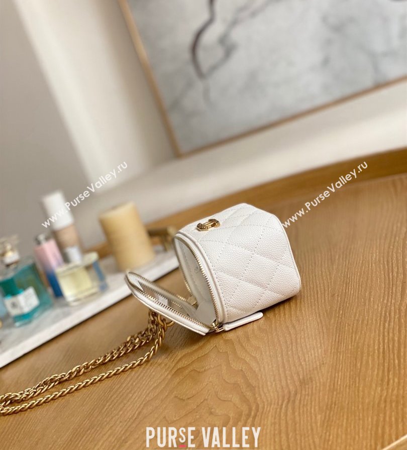 Chanel Mini Sweet Heart Vanity Case Bag 81246 in Grained Calfskin White (yingfeng-23101116)
