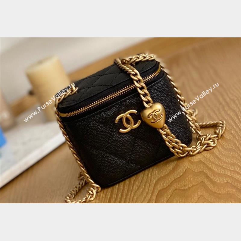 Chanel Mini Sweet Heart Vanity Case Bag 81246 in Grained Calfskin Black (yingfeng-23101105)