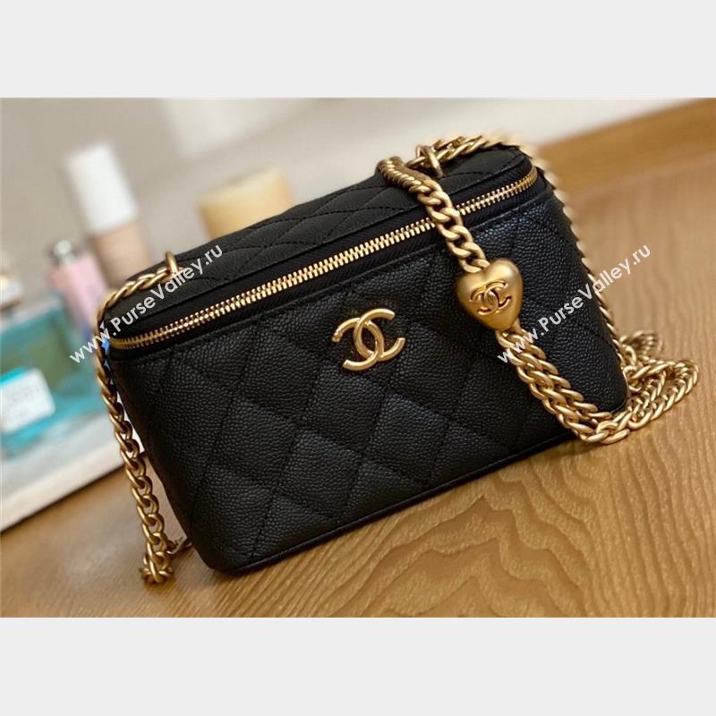 Chanel Small Sweet Heart Vanity Case Bag 81247 in Grained Calfskin Black (yingfeng-23101101)