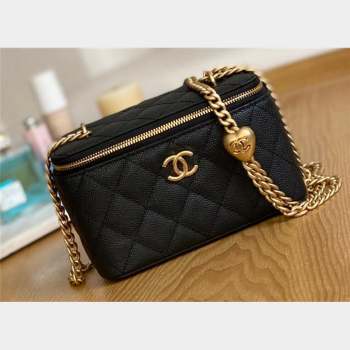 Chanel Small Sweet Heart Vanity Case Bag 81247 in Grained Calfskin Black (yingfeng-23101101)