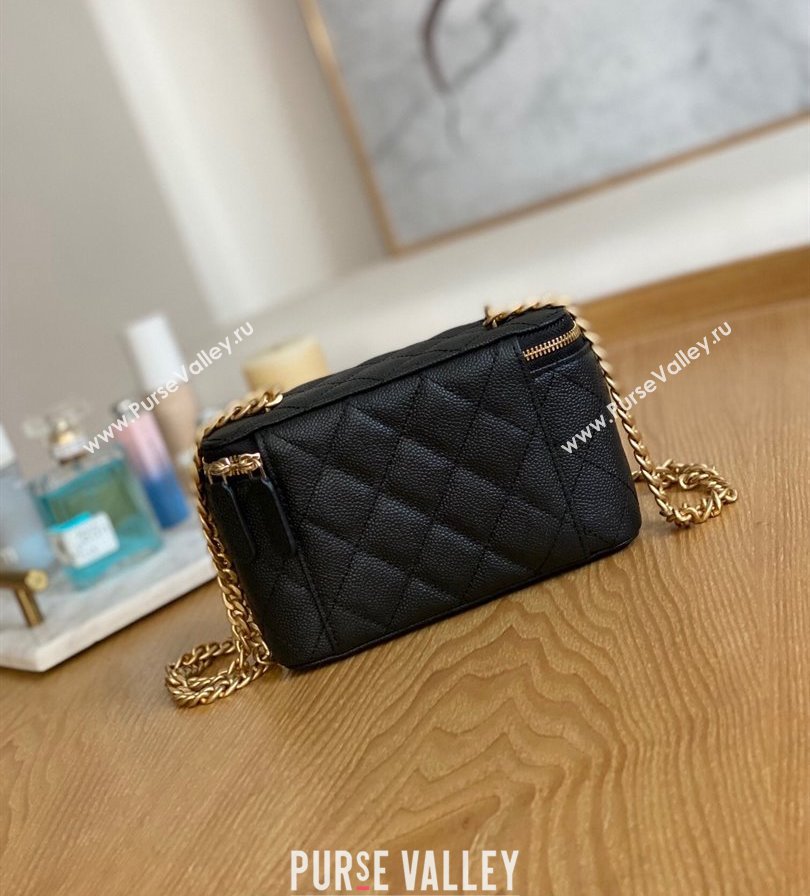 Chanel Small Sweet Heart Vanity Case Bag 81247 in Grained Calfskin Black (yingfeng-23101101)