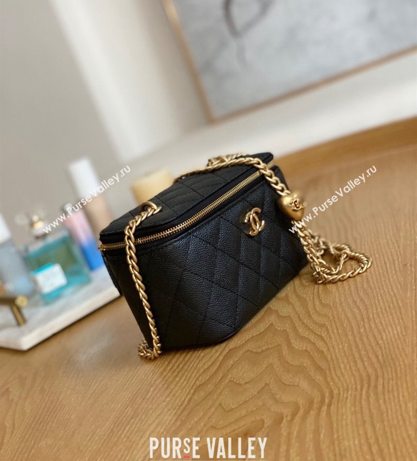 Chanel Small Sweet Heart Vanity Case Bag 81247 in Grained Calfskin Black (yingfeng-23101101)